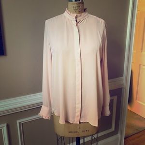 Loft blush pink long sleeve blouse size S